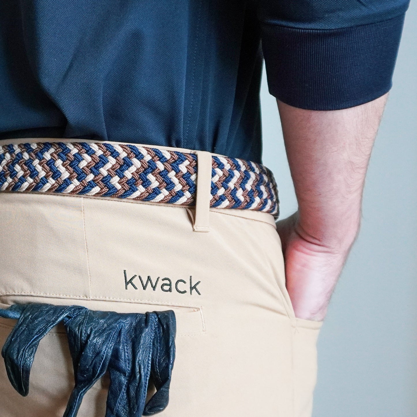 Braided Stretch Belt - Blue & Brown