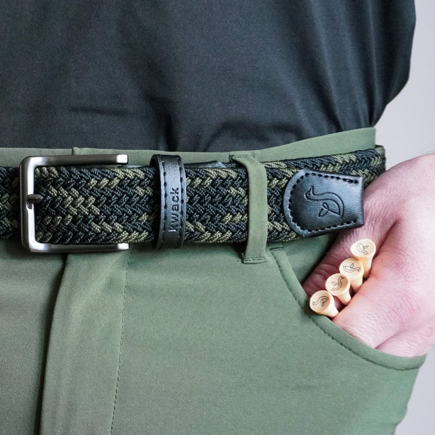 Braided Stretch Belt - Black & Olive