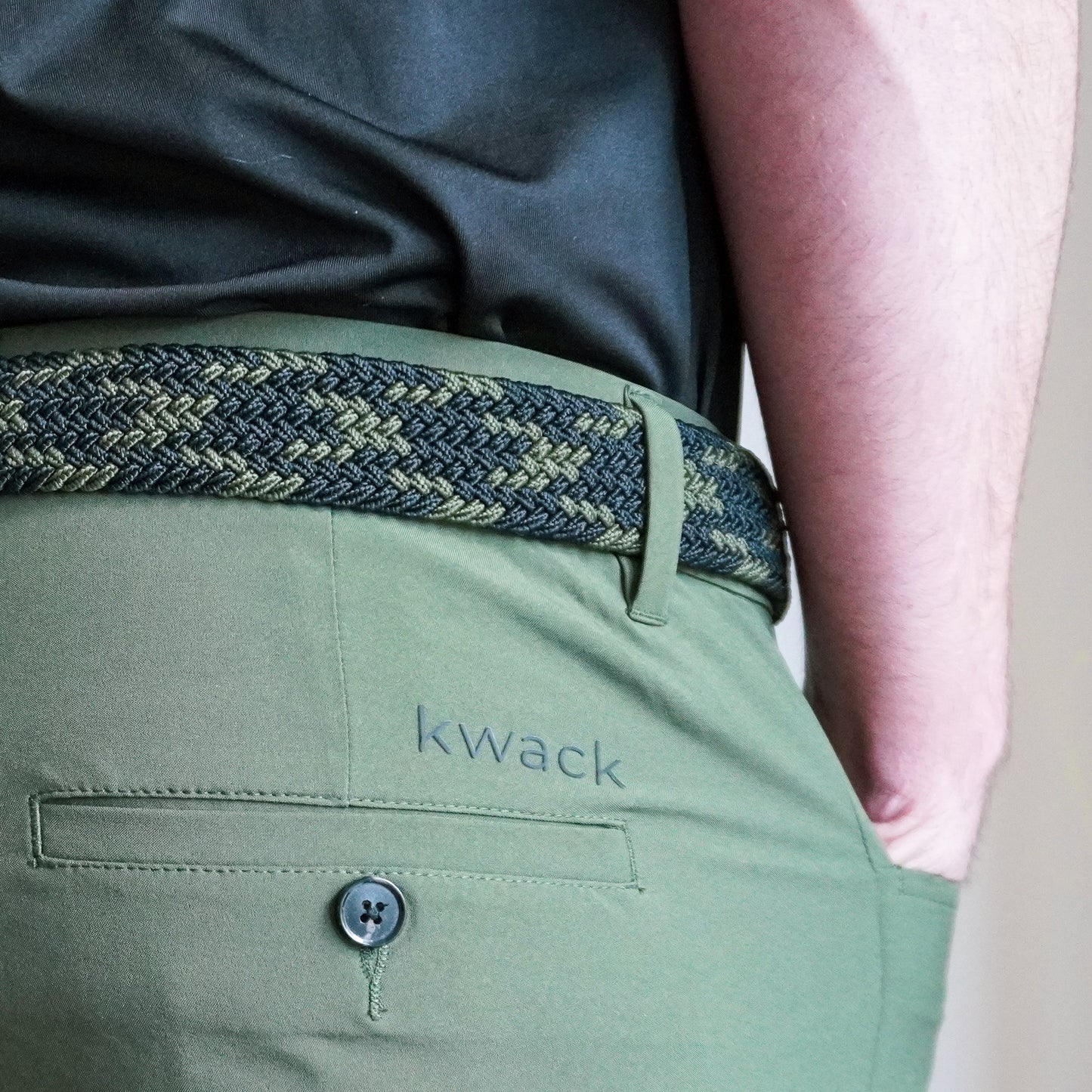Braided Stretch Belt - Black & Olive