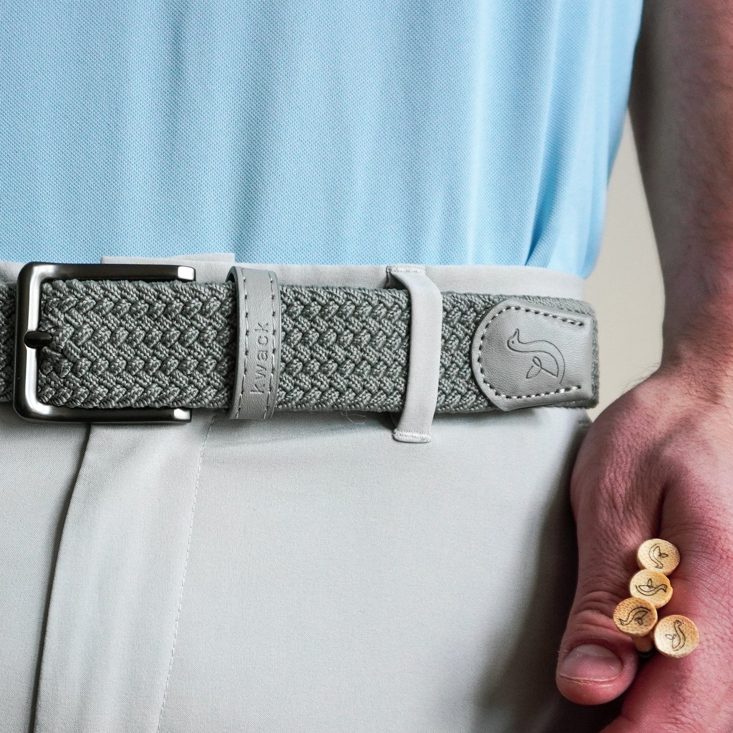 Braided Stretch Belt - Grey