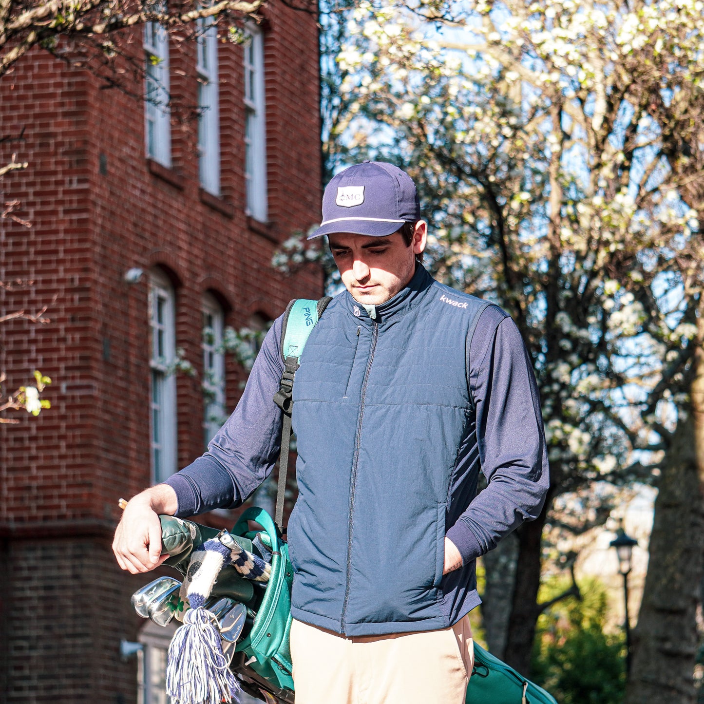Quilted Tour Gilet - Navy/Sage