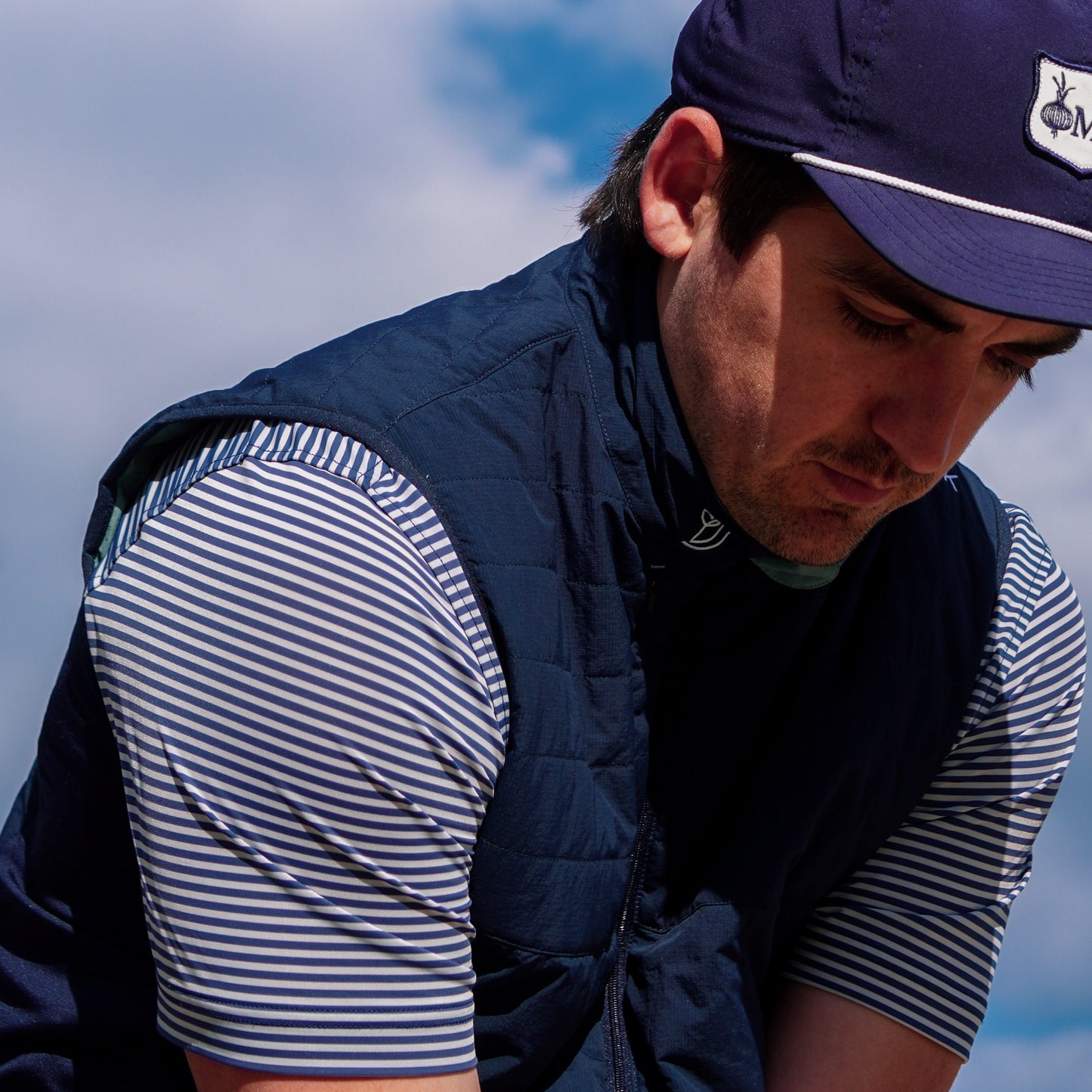 Quilted Tour Gilet - Navy/Sage